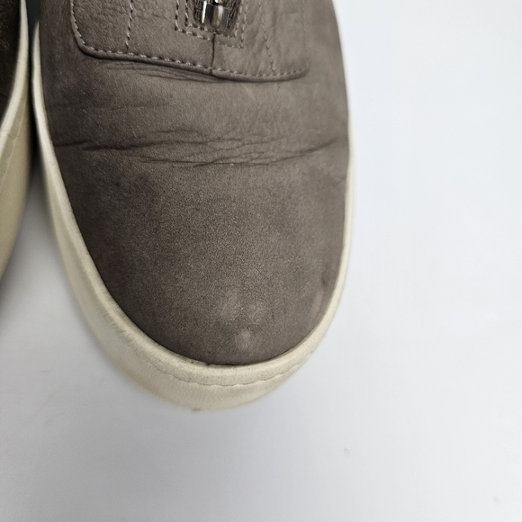 Vince Warner Gray Zip Front Nubuck Leather Platform Slip On Sneakers Women's 9.5 - Picture 11 of 16